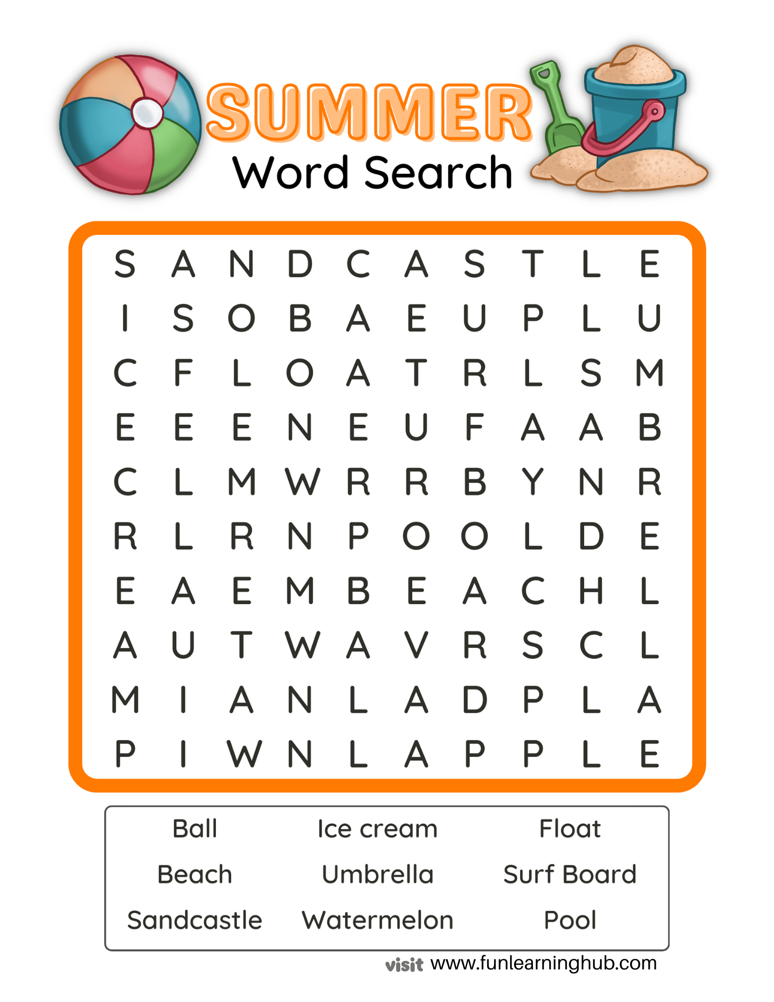 Summer Word Search - Fun Learning Hub