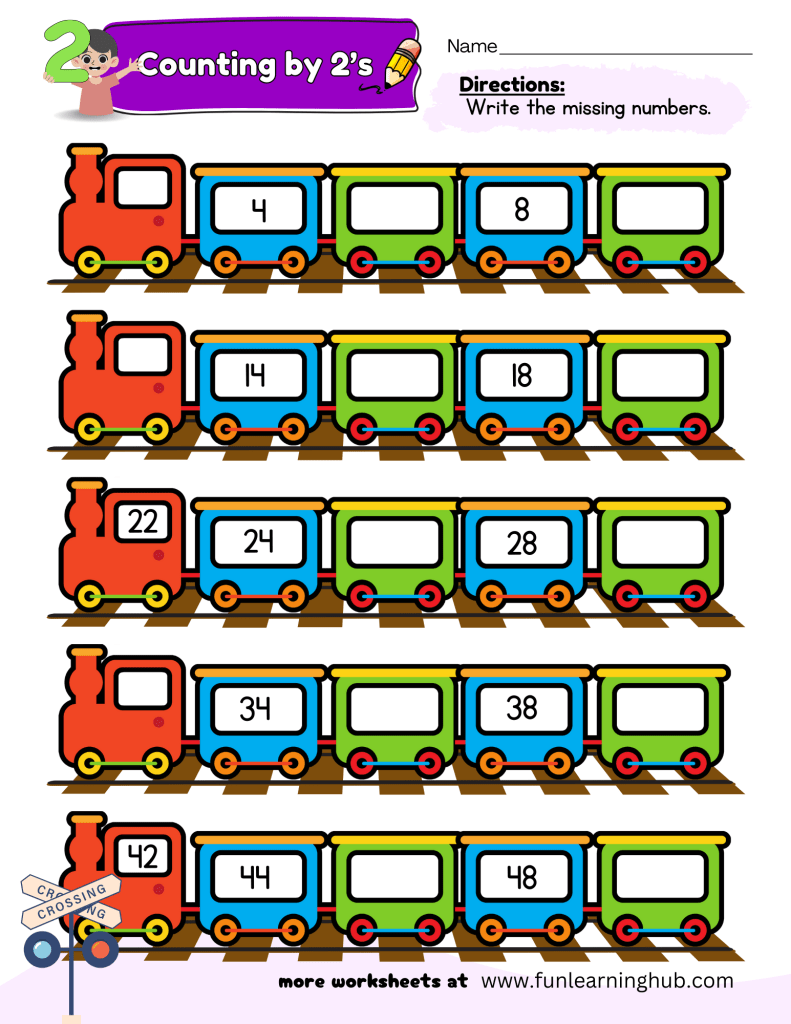 counting by 2's worksheets