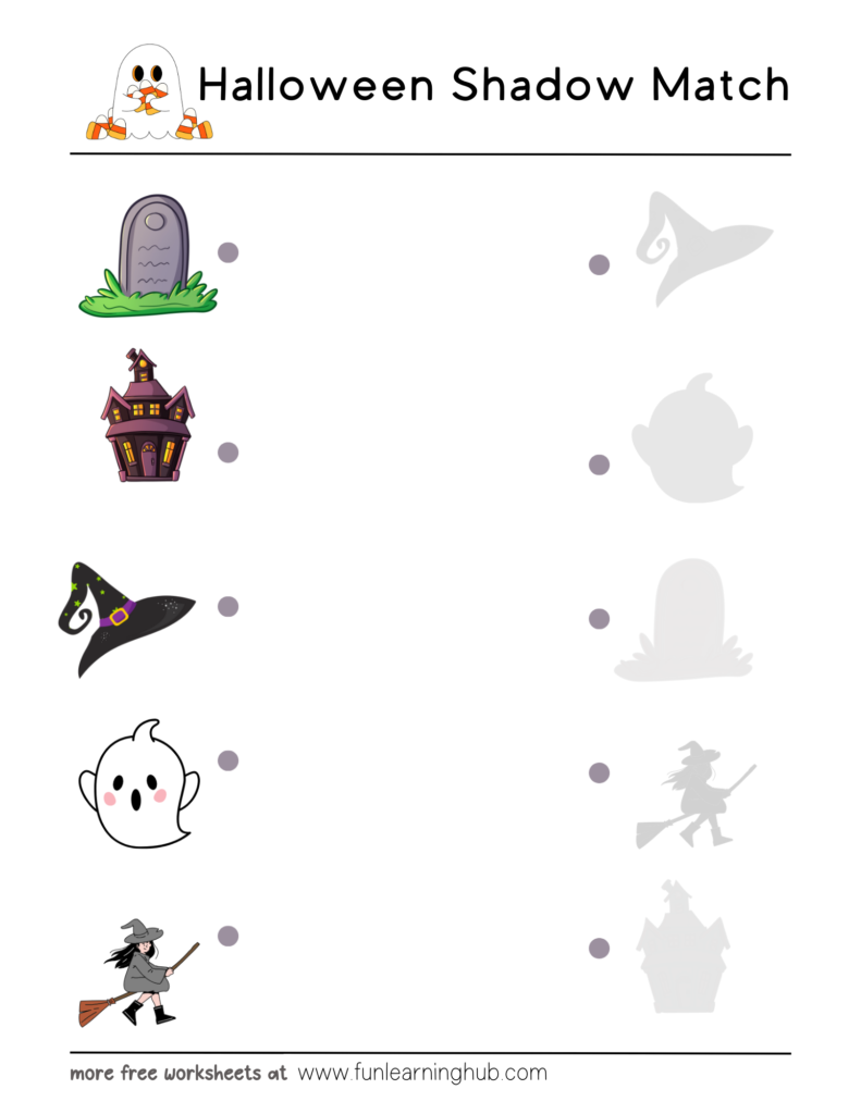 Halloween Shadow Match Worksheet