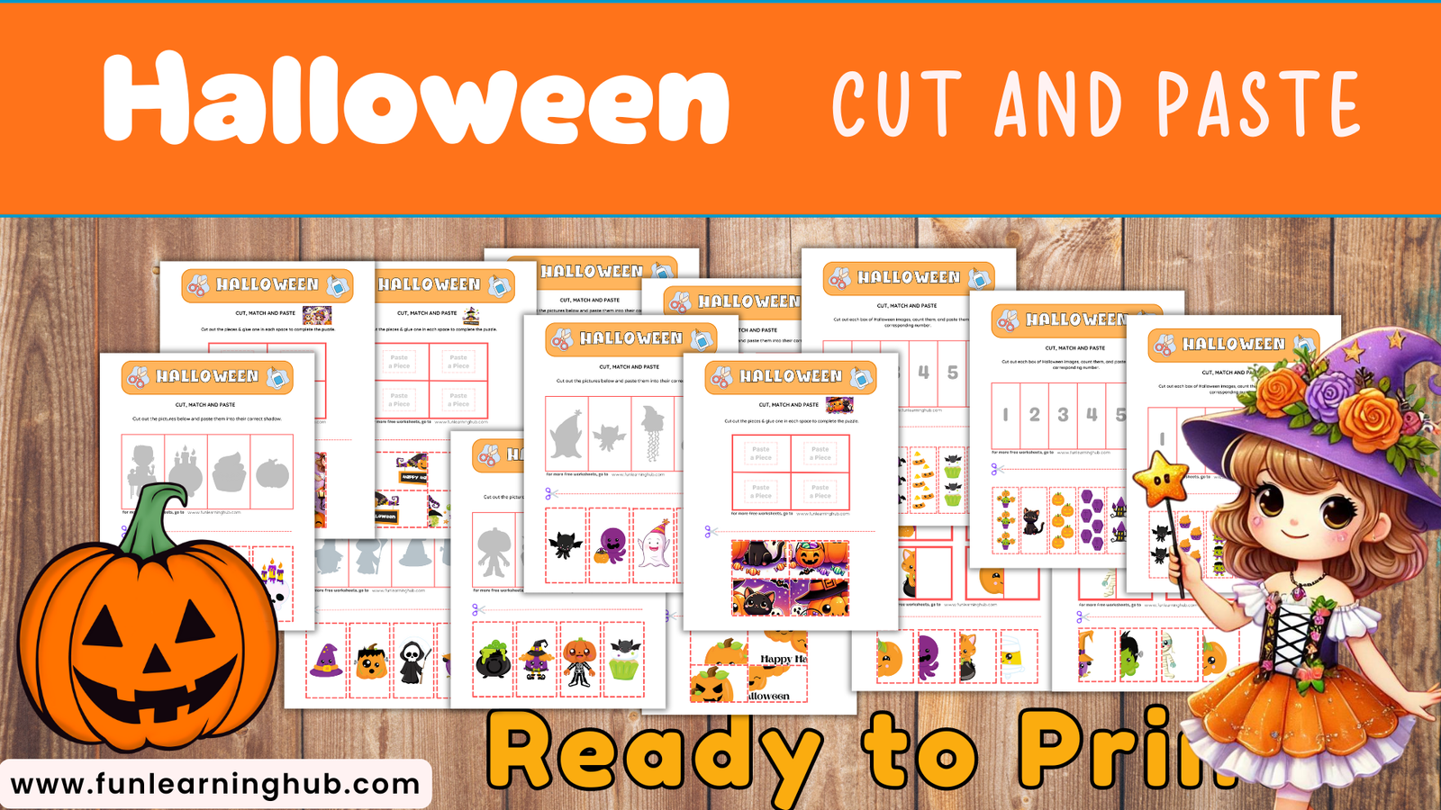 Free Halloween Cut-and-Paste Worksheets