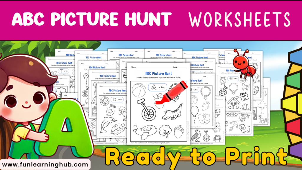 Free ABC Picture Hunt Worksheets