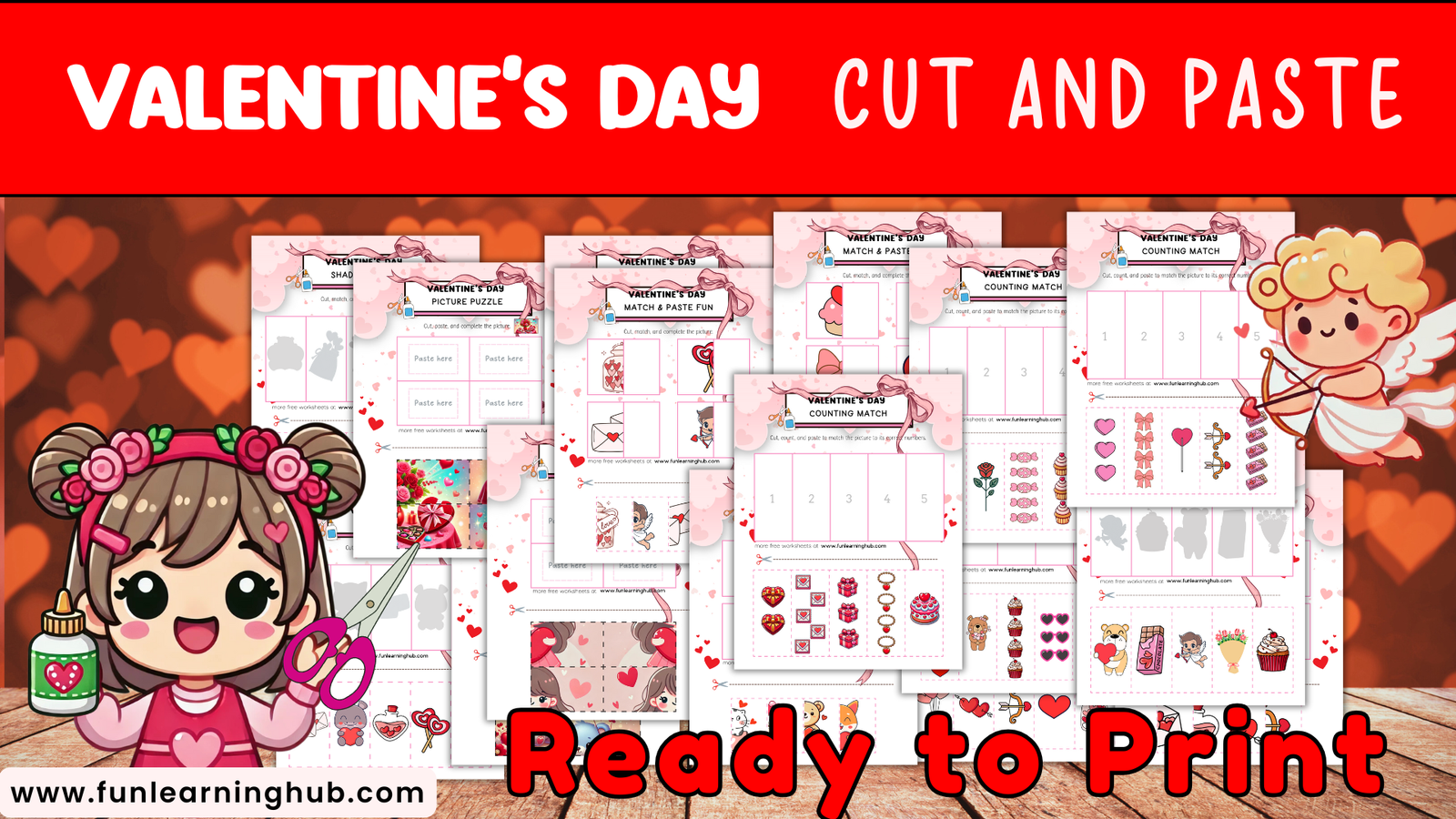 Valentine's Day Cut and Paste Worksheets