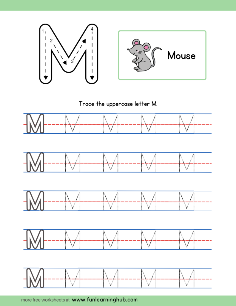 Alphabet Tracing Uppercase M