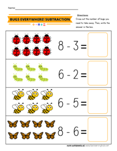 Bugs Everywhere Subtract Worksheet