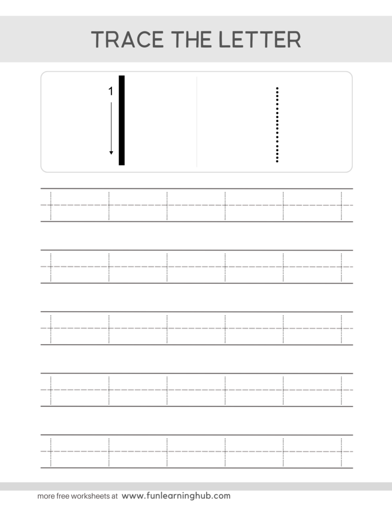 Letter Tracing Practice Sheets Lowercase l