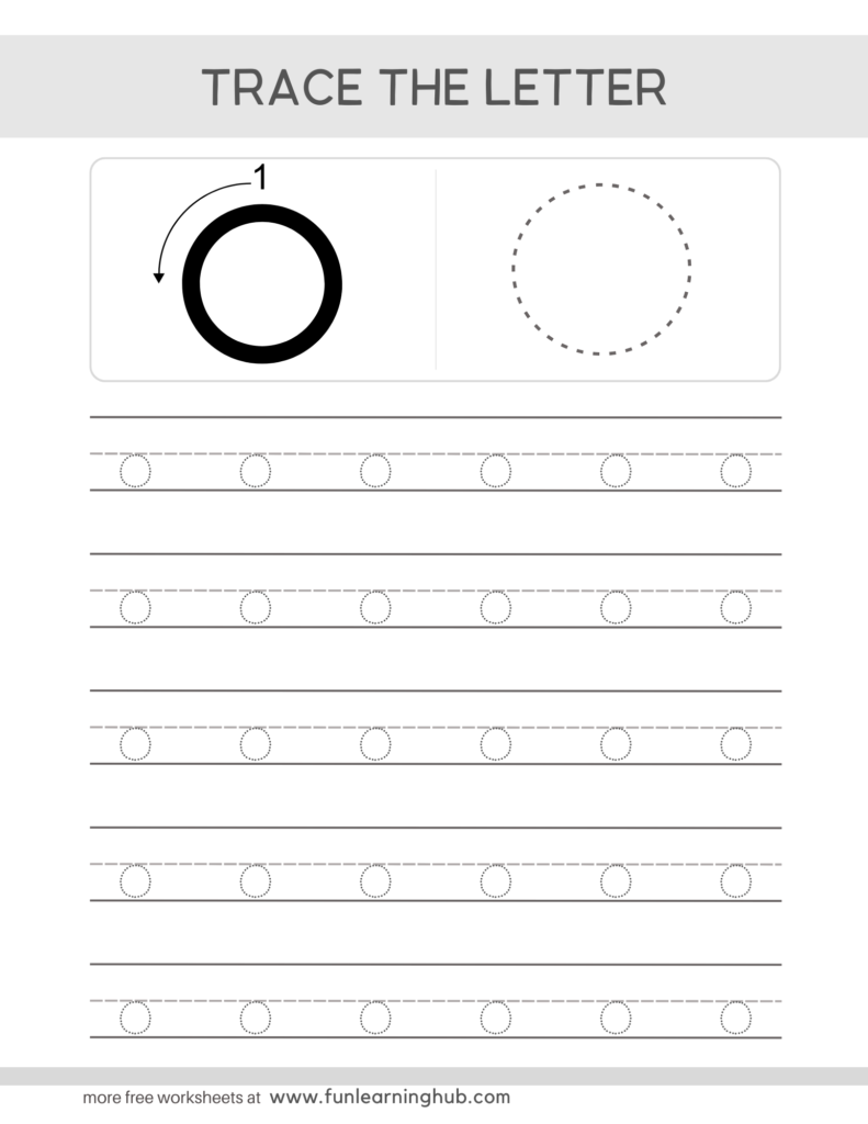 Letter Tracing Practice Sheets Lowercase o