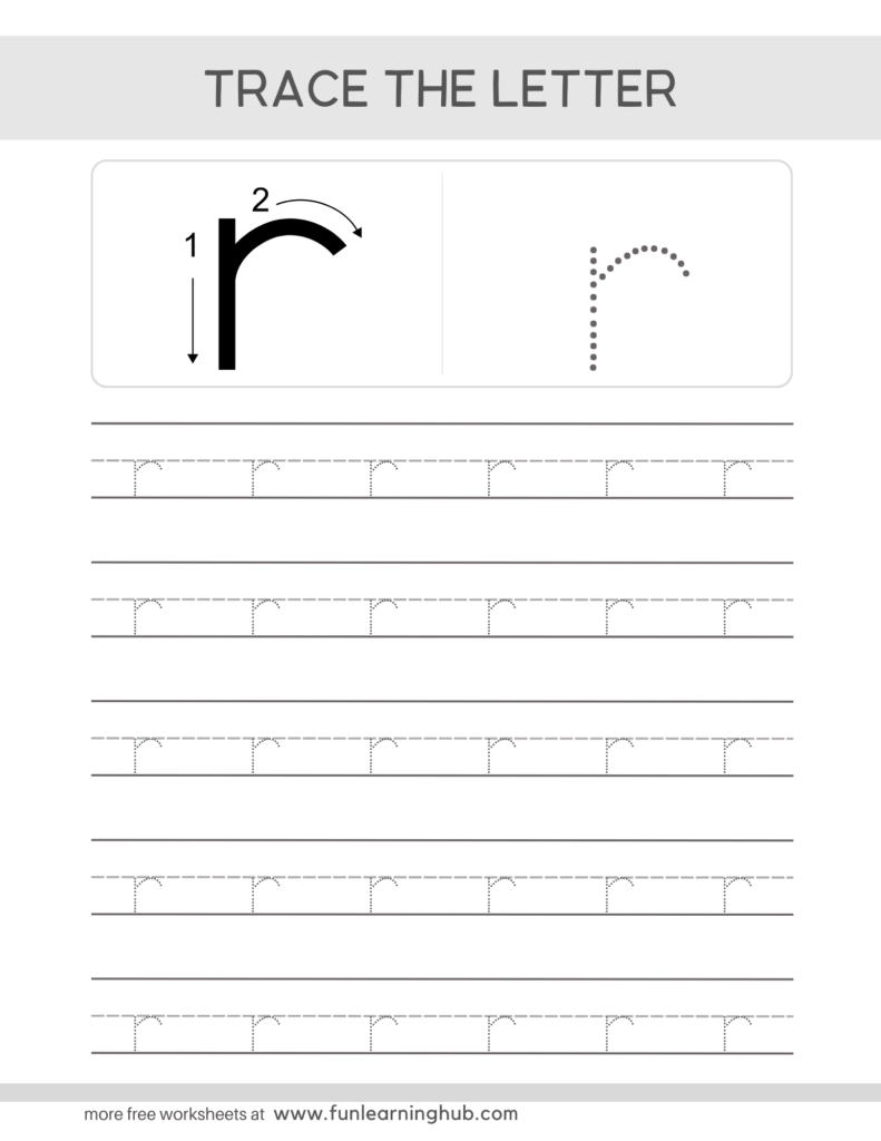 Letter Tracing Practice Sheets Lowercase r