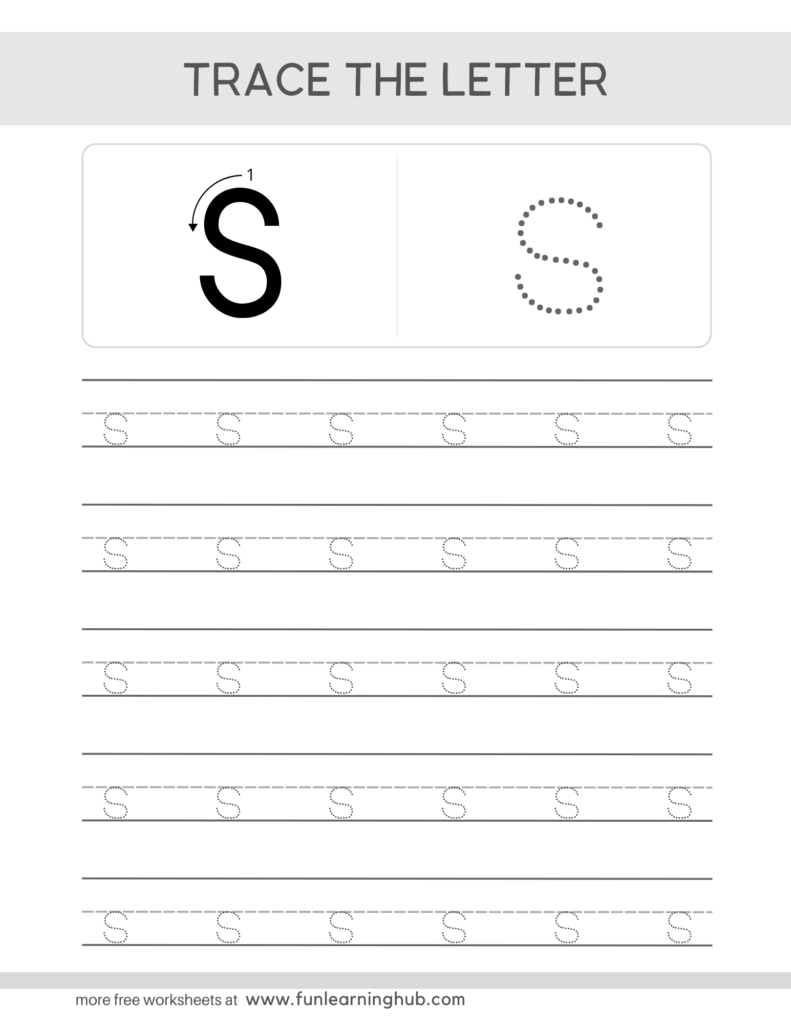 Letter Tracing Practice Sheets Lowercase s