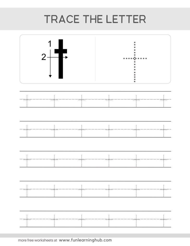 Letter Tracing Practice Sheets Lowercase t