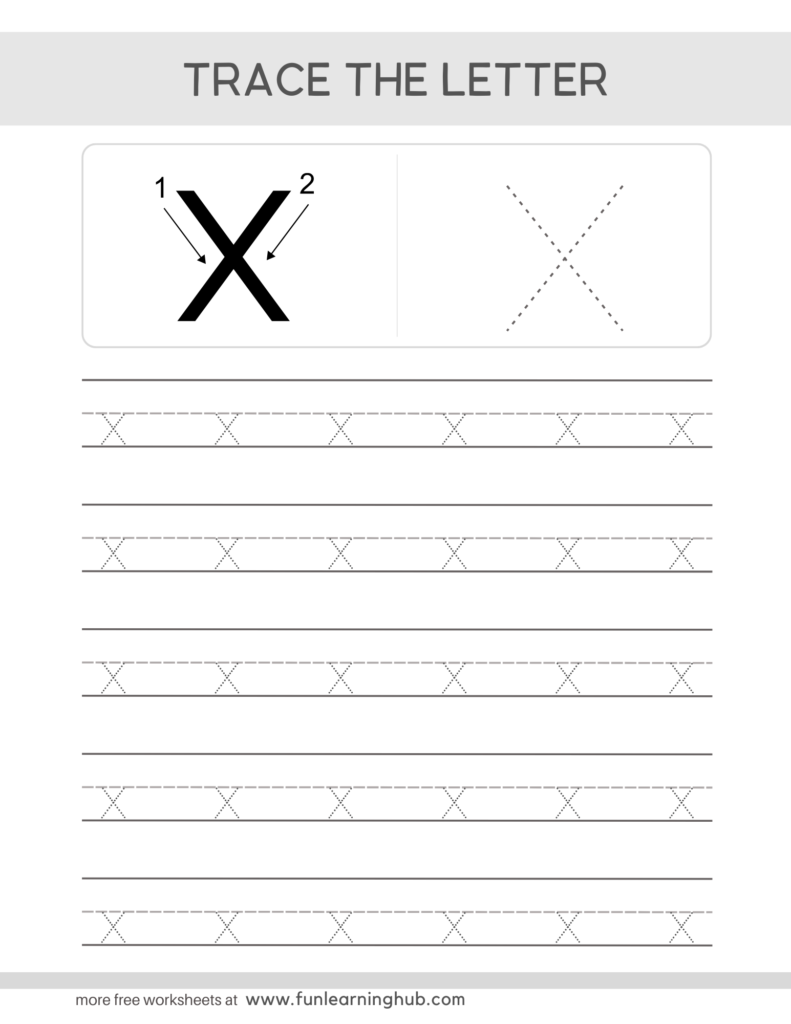 Letter Tracing Practice Sheets Lowercase x