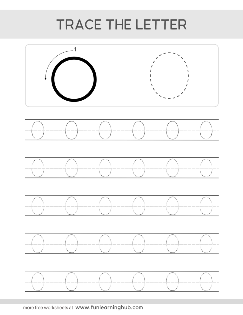 Letter Tracing Practice Sheets Uppercase O