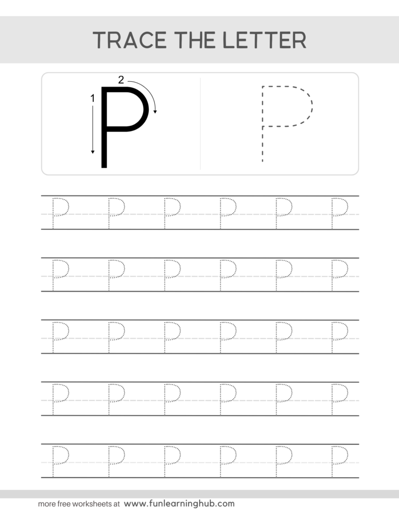 Letter Tracing Practice Sheets Uppercase P