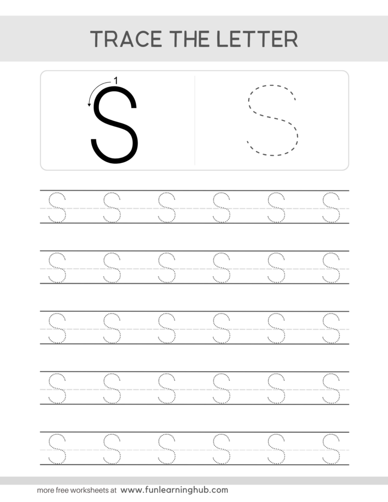 Letter Tracing Practice Sheets Uppercase S