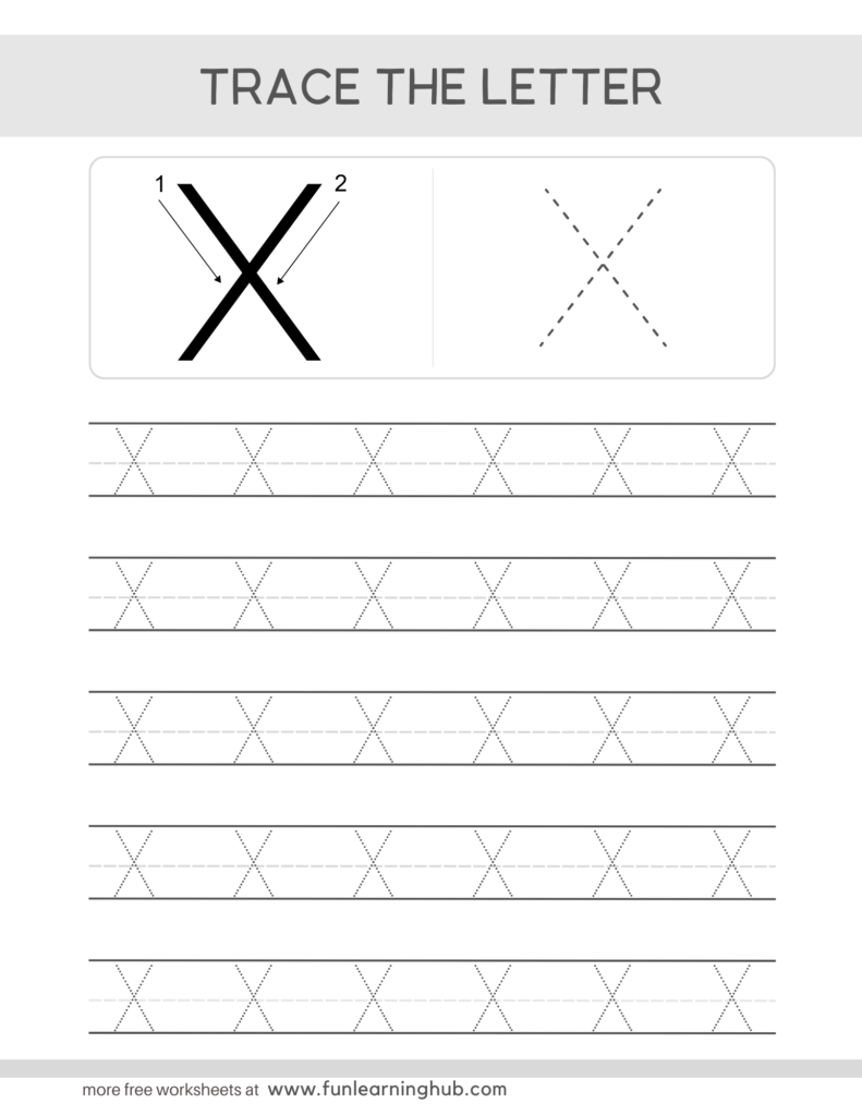 Letter Tracing Practice Sheets Uppercase X