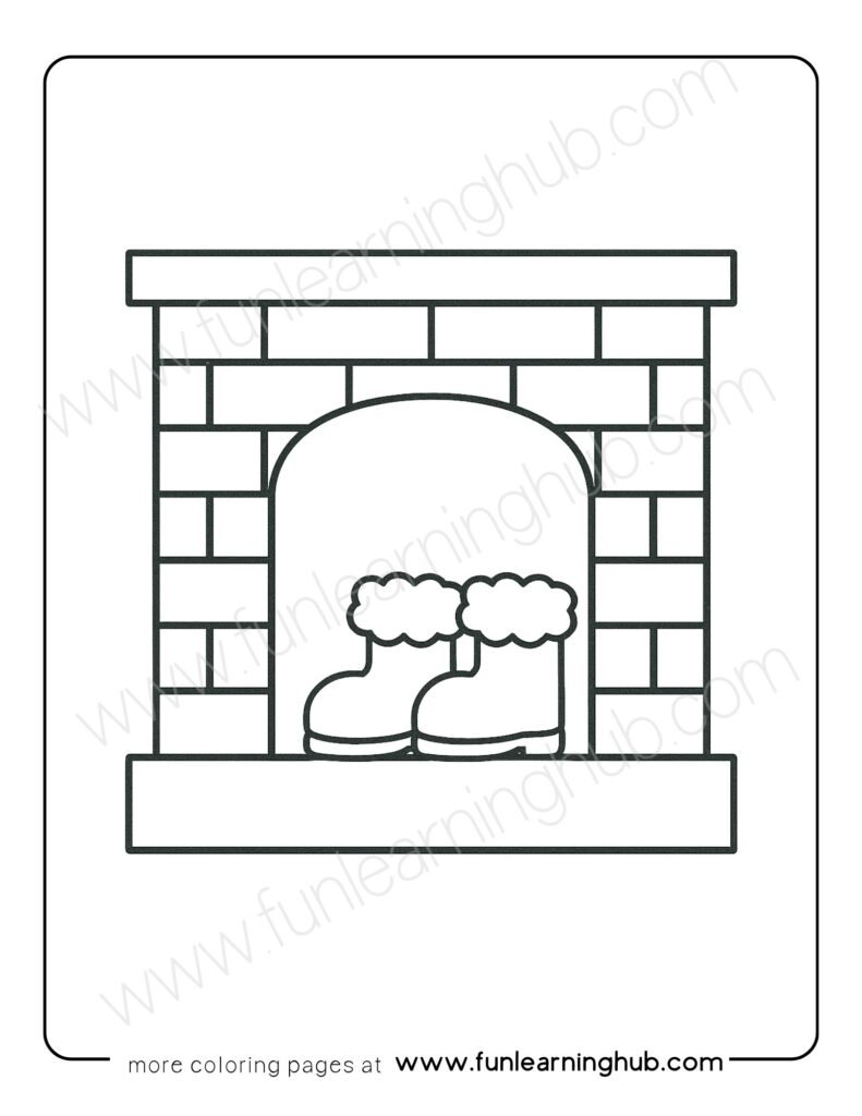 Boots by Fireplace Coloring Page