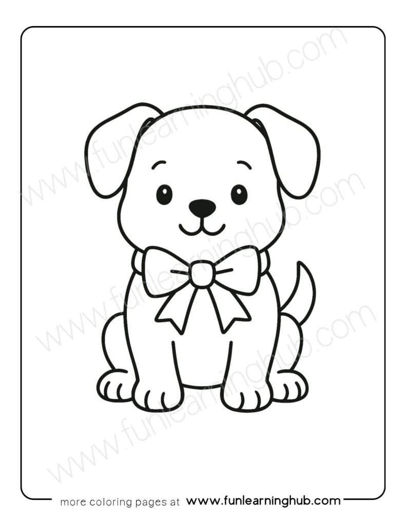 Dog with Bow Coloring Page