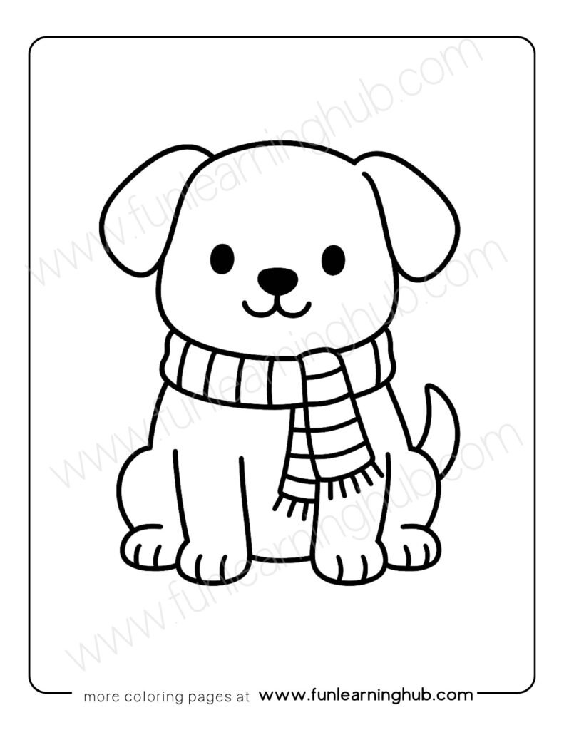 Dog with Scarf Coloring Page