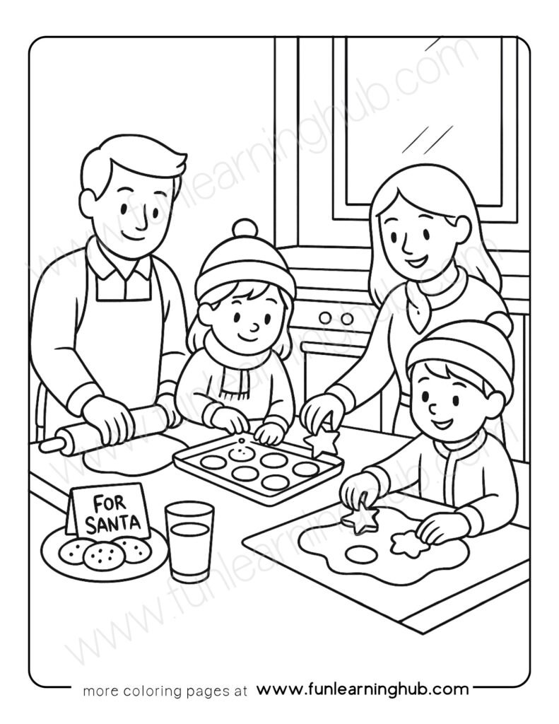 Family Baking Cookies Coloring Page