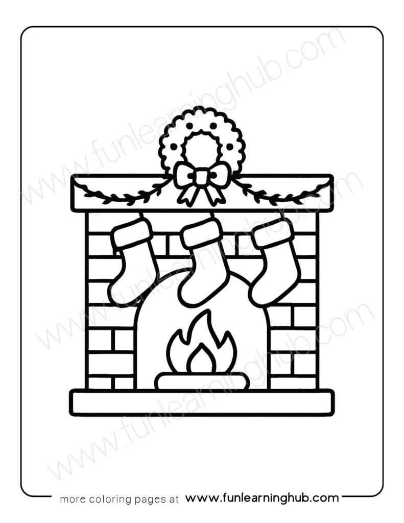Fireplace Scene Coloring Page