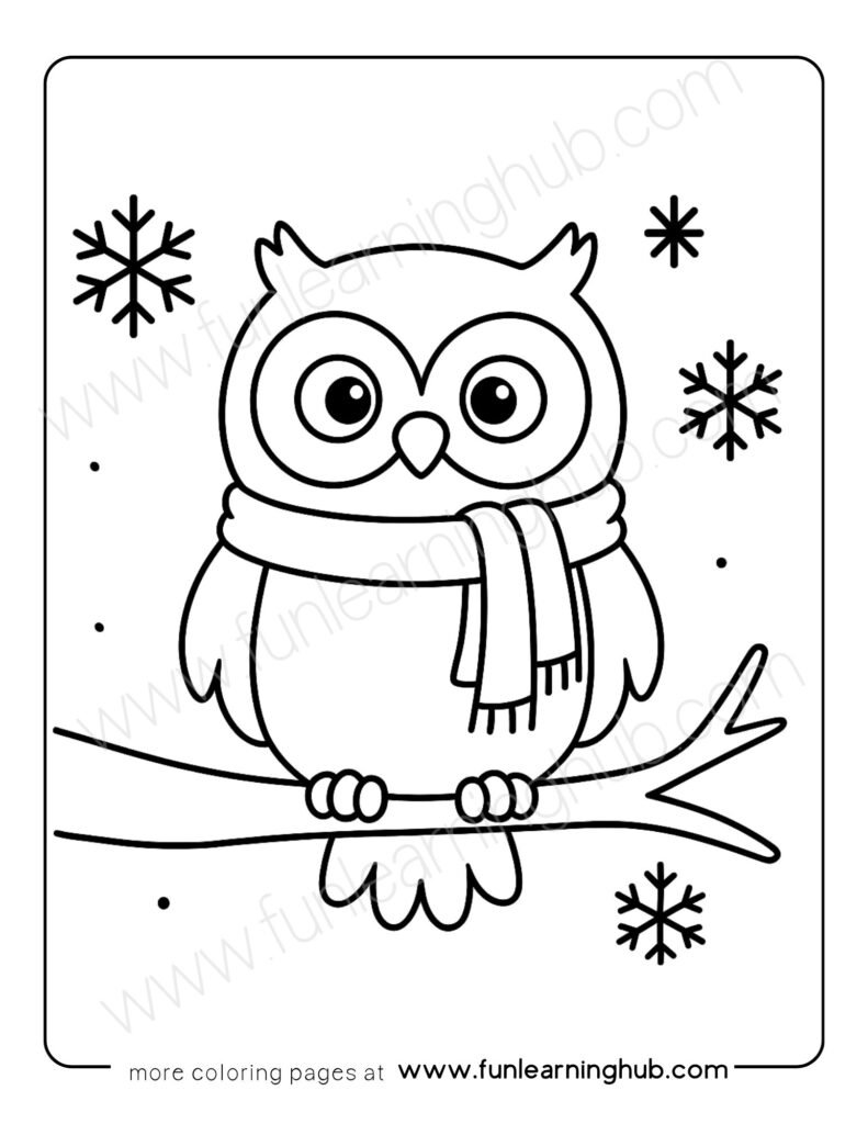 Owl wearing a scarf on branch