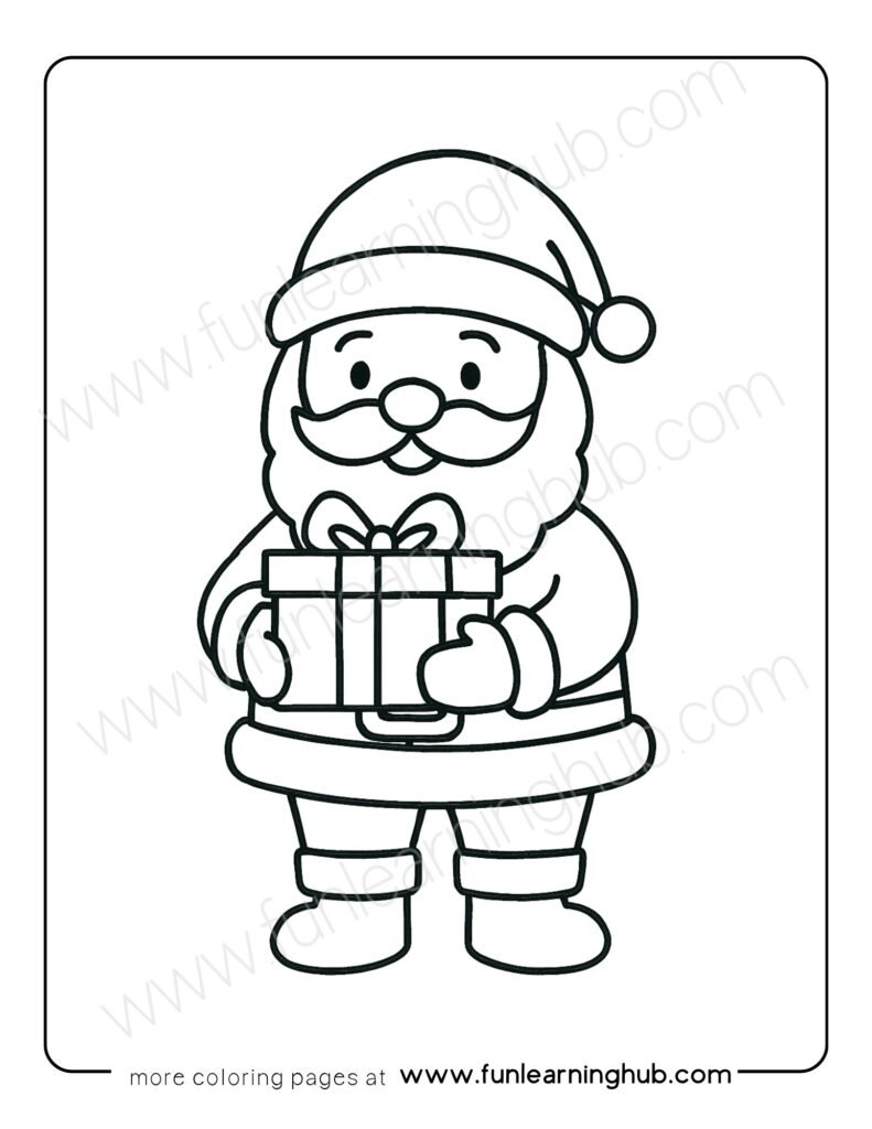 Santa with Present Coloring Page