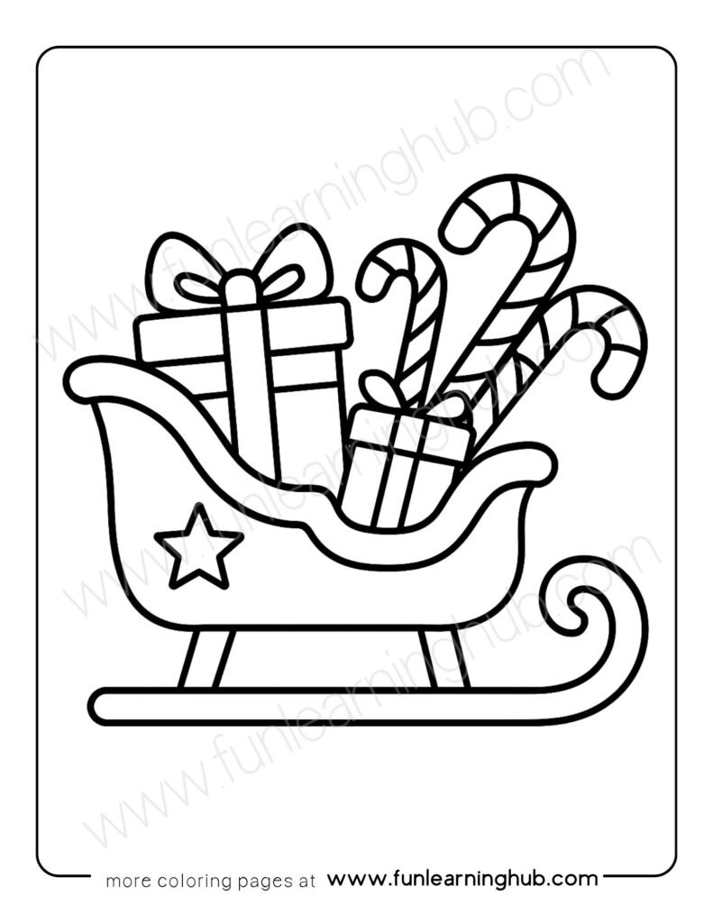 Sleigh filled with gifts and candy canes