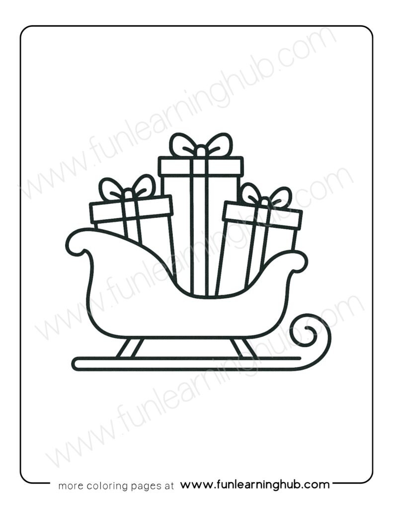 Sleigh with Presents Coloring Page