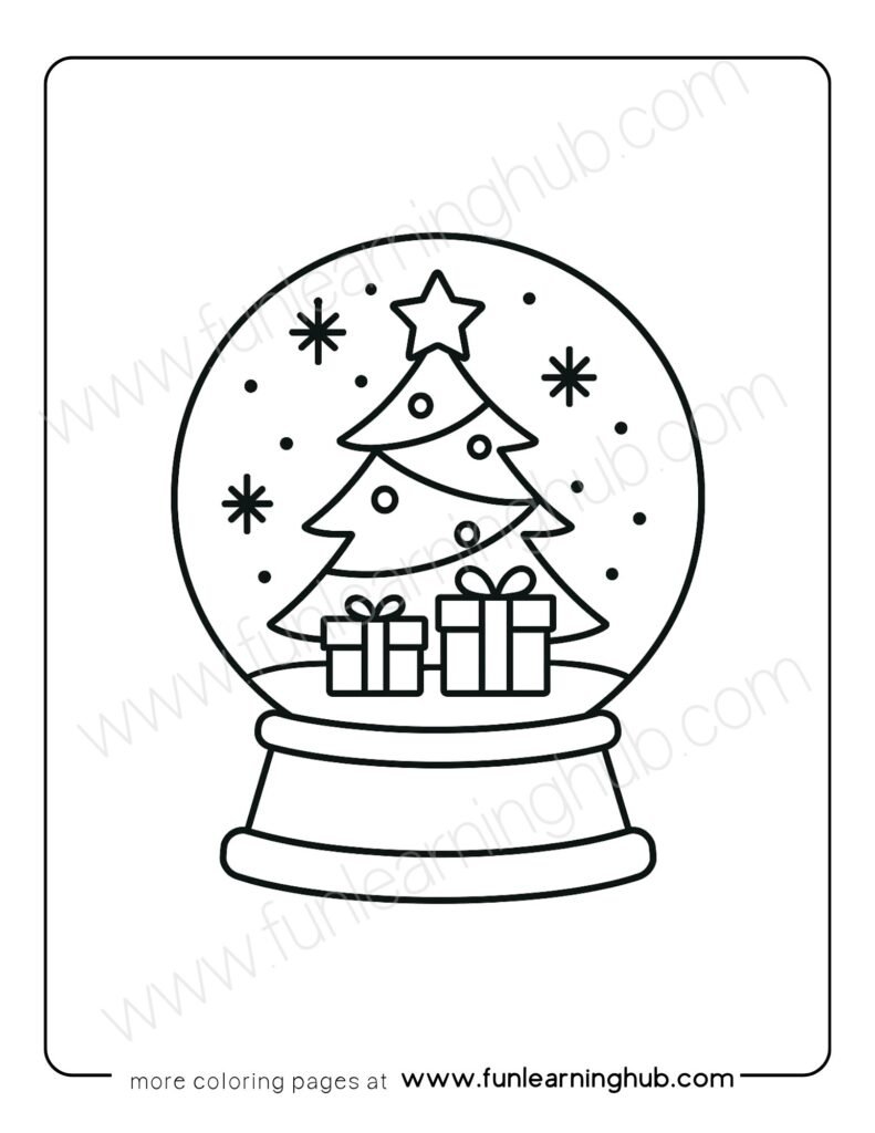 Christmas Snow Globe Coloring Page