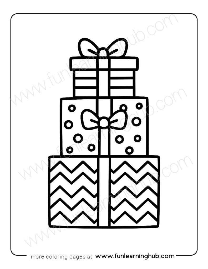 Stacked Gifts Coloring Page