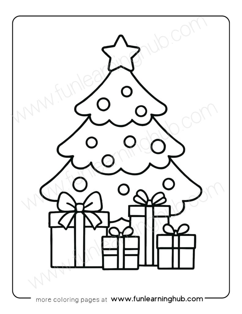 Tree with Presents Coloring Page