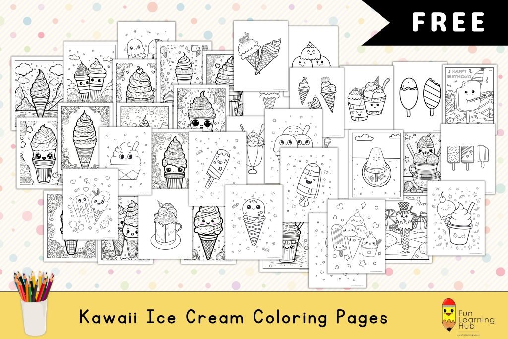 Free Kawaii Ice Cream Coloring Pages