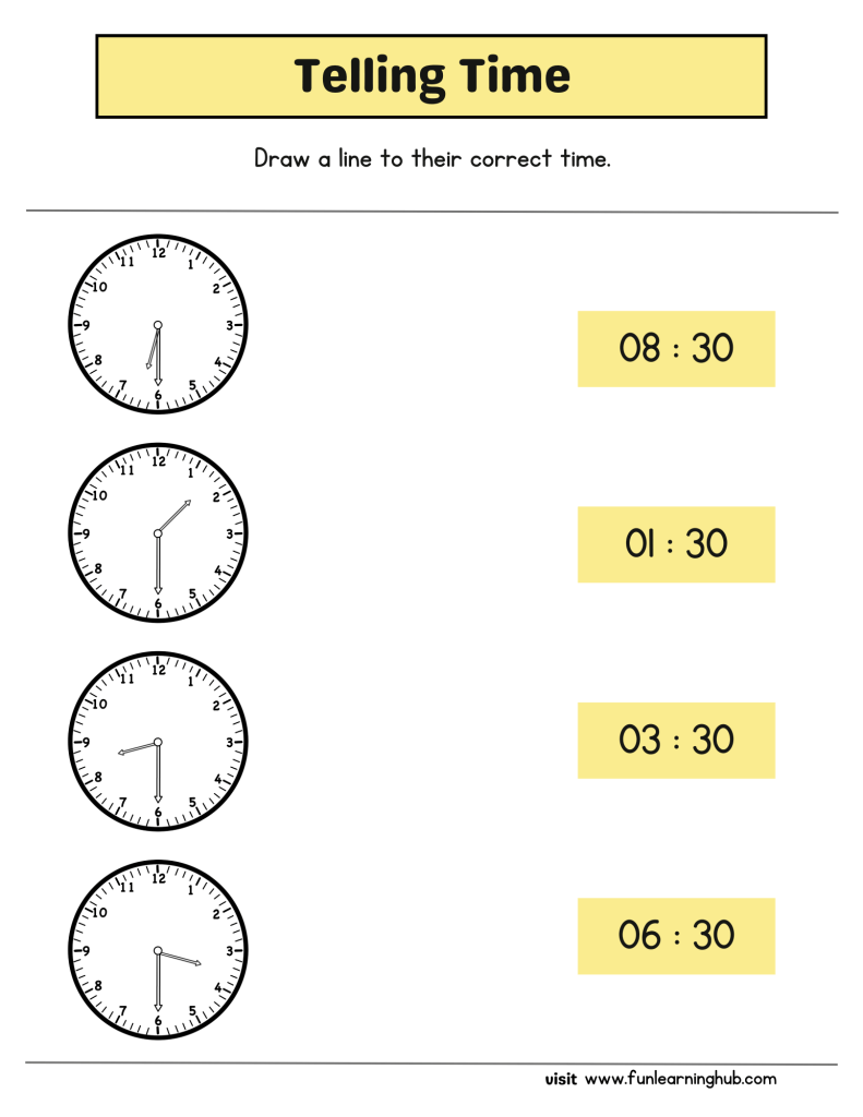 Time Worksheets 16 free half hour worksheets