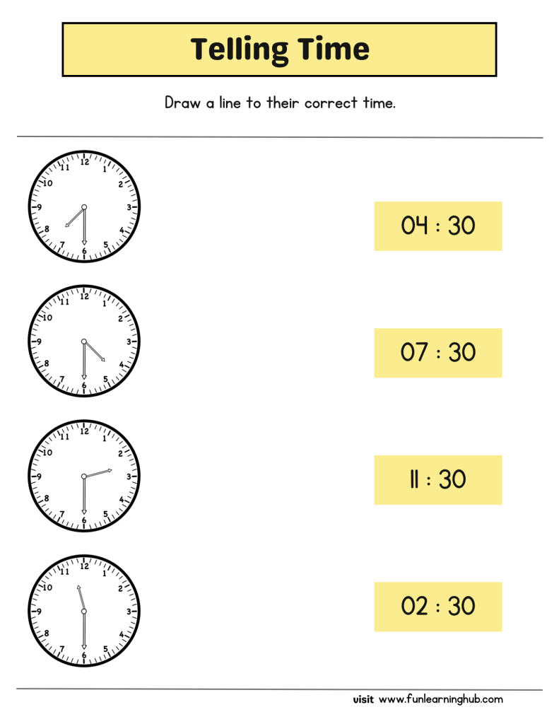 Time Worksheets 17 free half hour worksheets