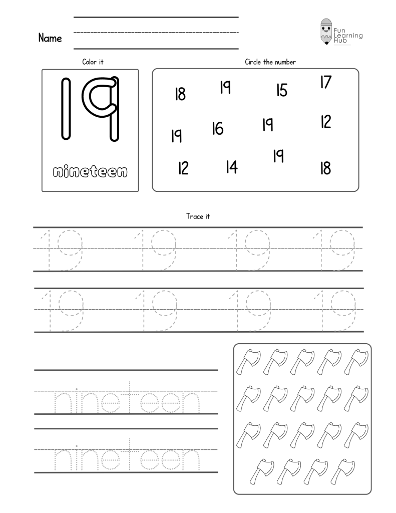 Number Tracing: 0 to 20 (Individual pages) 57 Number Tracing: 0 to 20