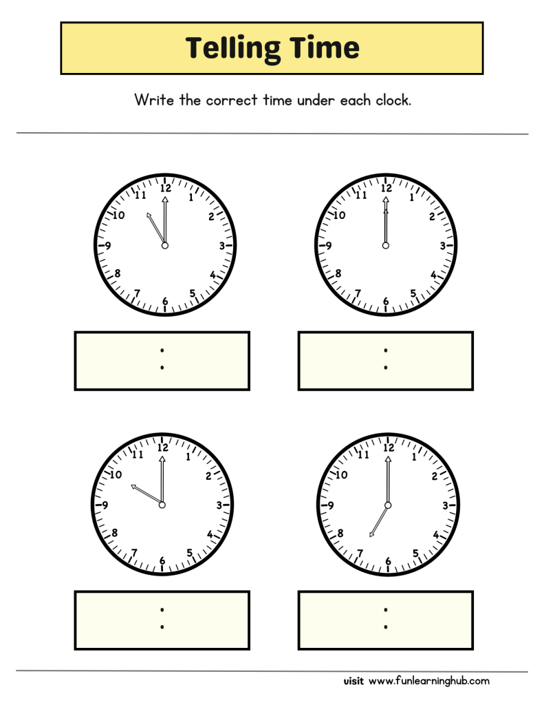 Time Worksheets 3 telling time by the hour