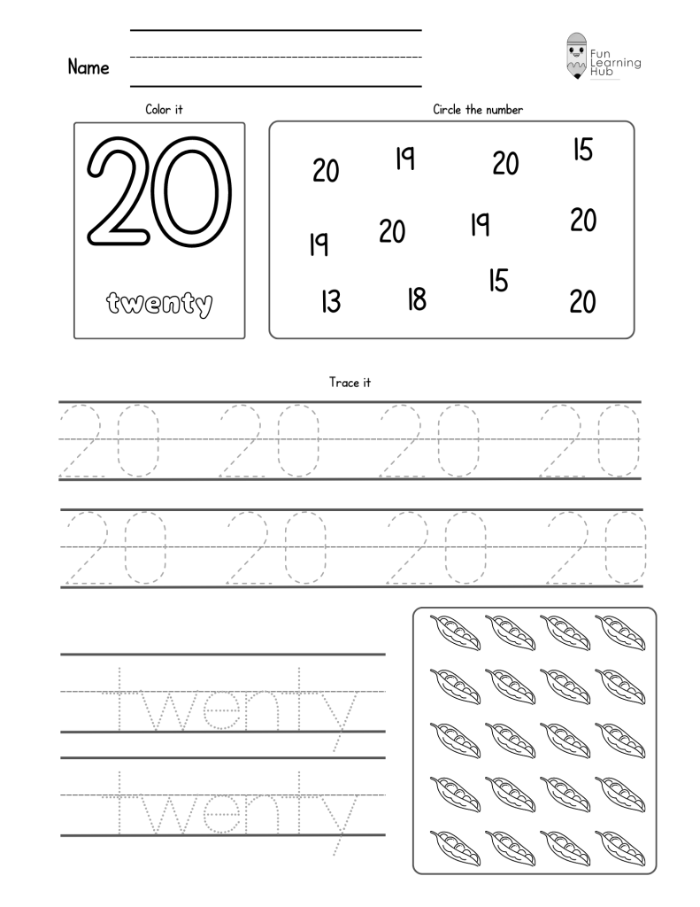 Number Tracing: 0 to 20 (Individual pages) 60 Number Tracing: 0 to 20