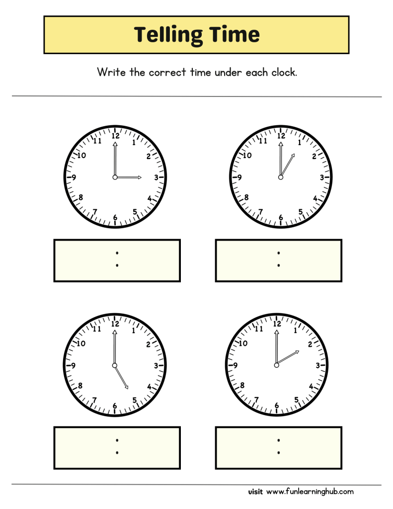 Time Worksheets 5 telling time by the hour