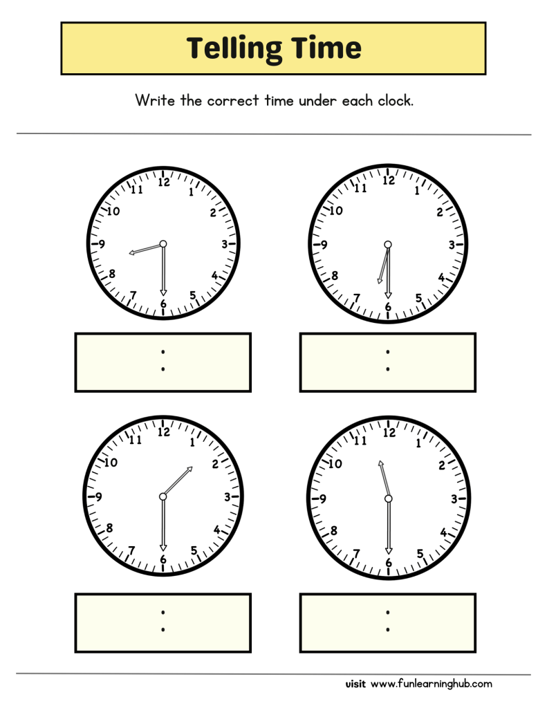 Time Worksheets 7 free half hour worksheets