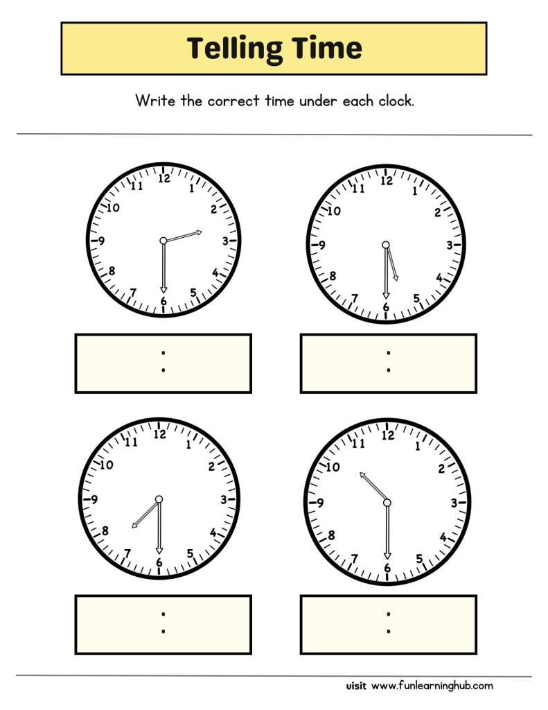 Time Worksheets 8 free half hour worksheets