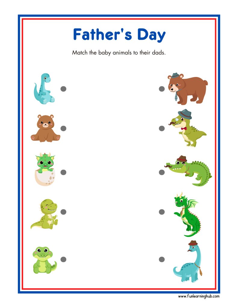 Father's Day Worksheets 4 Father's Day matching Worksheets