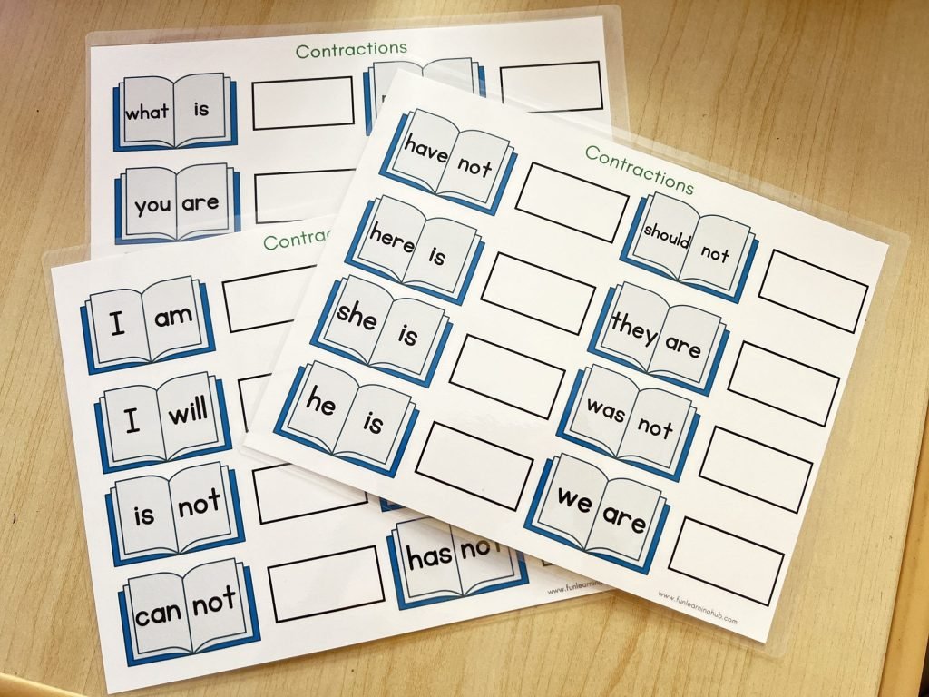 How to Teach Contractions to First Graders Plus Download Free Contraction Activity Printables and Worksheets 2 contractions activity