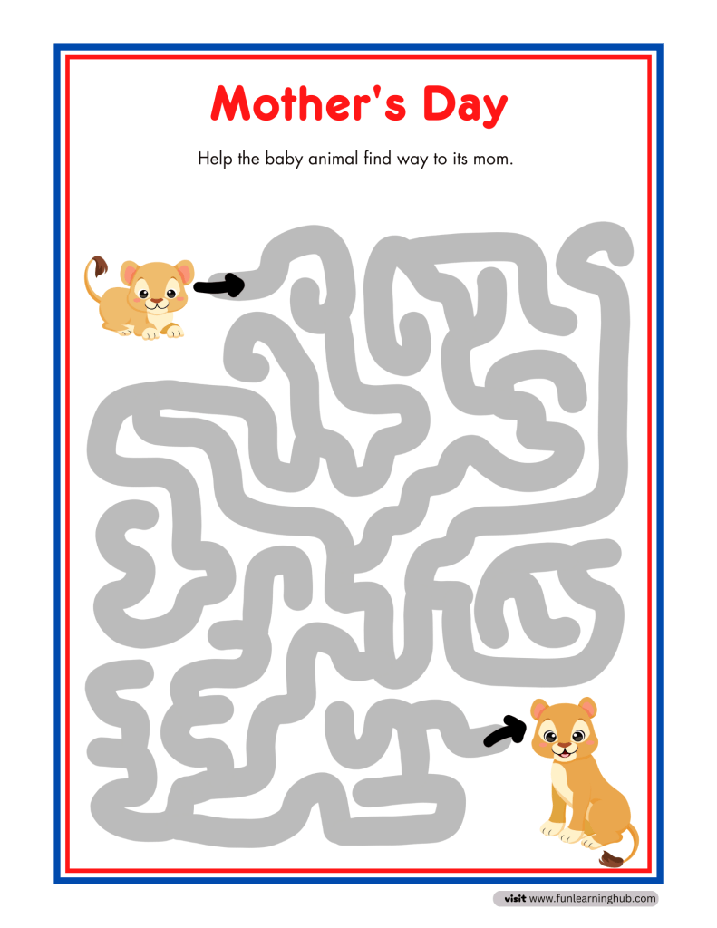 Mother's Day Worksheets 13 Mother's Day hard level maze worksheets