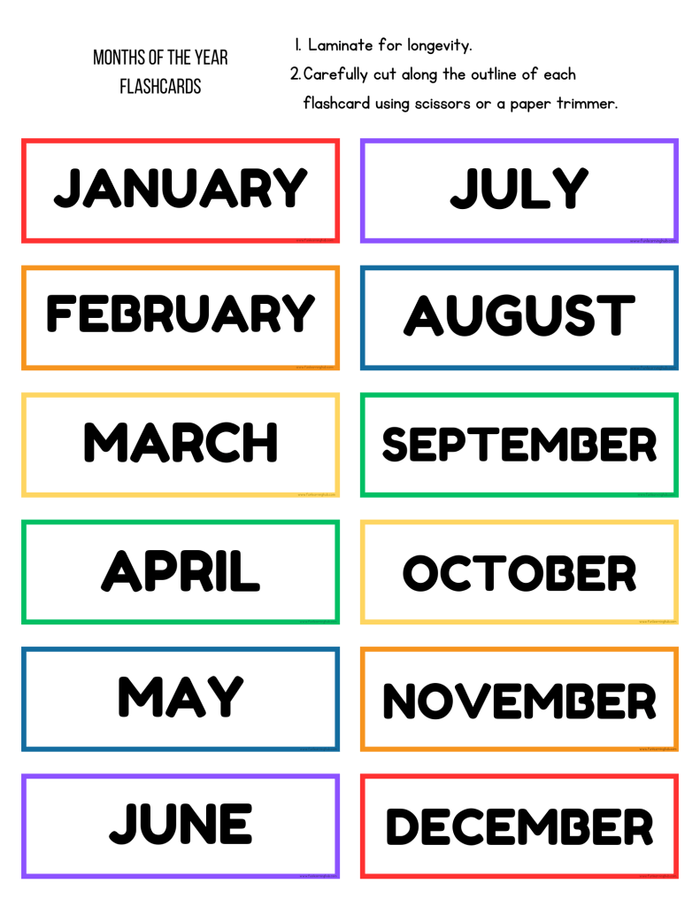 Free Printable Months of the Year Flashcards 14 Months of the Year FlashcardsBenefits of Months of the Year Flashcards:Learning Aid: The months of the year flashcards serve as a helpful learning tool for children to familiarize themselves with the order and names of each month.
Visual Aid: These flashcards provide a visually appealing way for children to learn and retain information.
Interactive Learning: Use the flashcards in games, activities, or daily routines to reinforce understanding and memory of the months of the year.