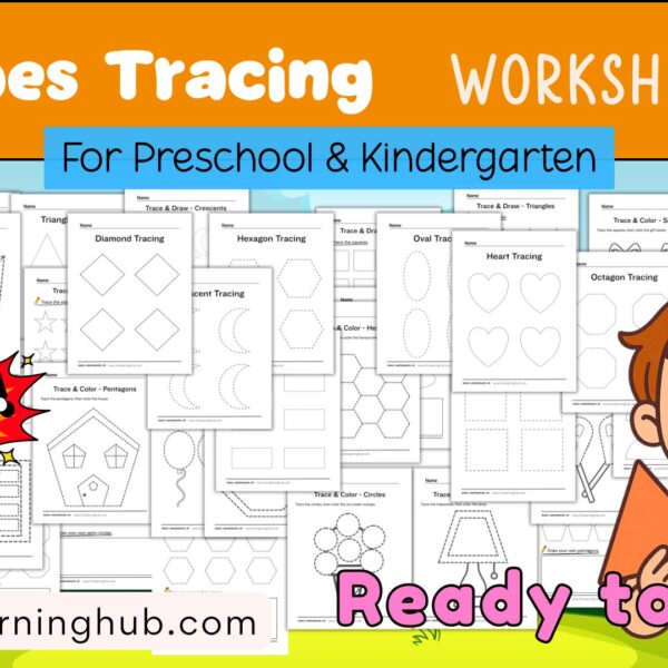 Free 2D Shapes Tracing & Coloring Worksheets for Preschool & Kindergarten (Printable PDFs)