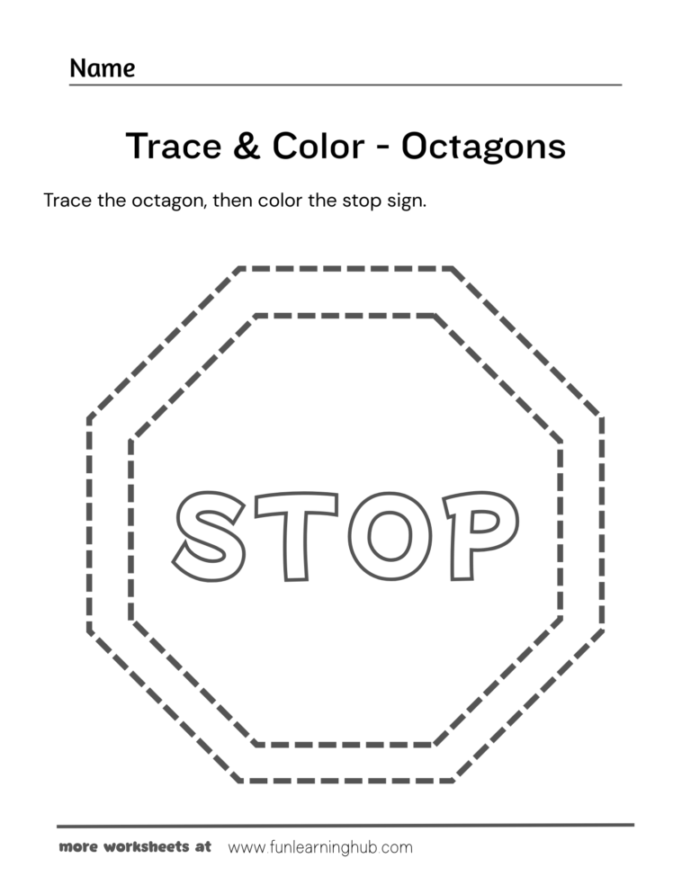 Trace and Color Octagons Worksheet