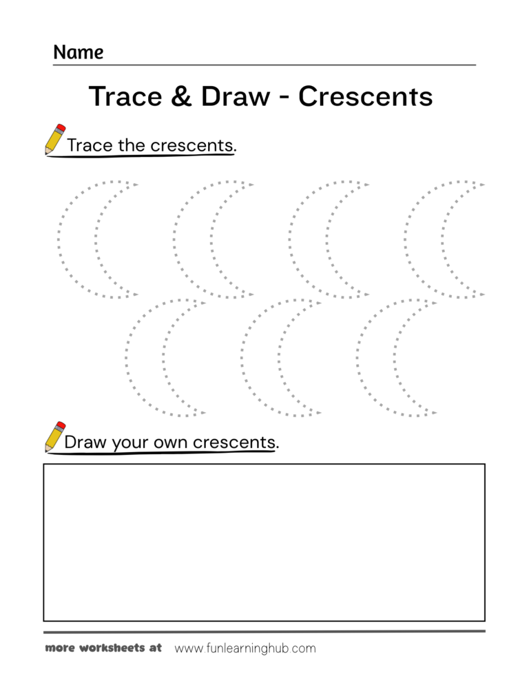 Trace and Draw Crescents Worksheet