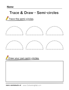 Trace and Draw Semi-Circles Worksheet