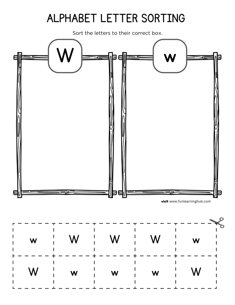 Letter W Sorting Worksheet