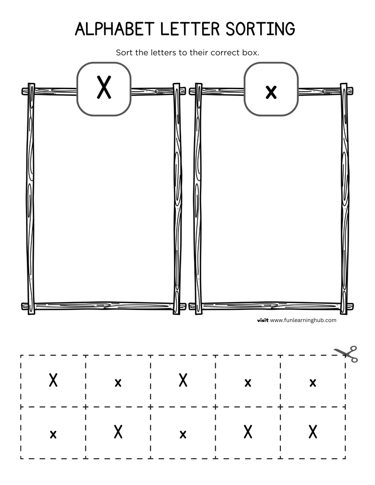 Letter X Sorting Worksheet