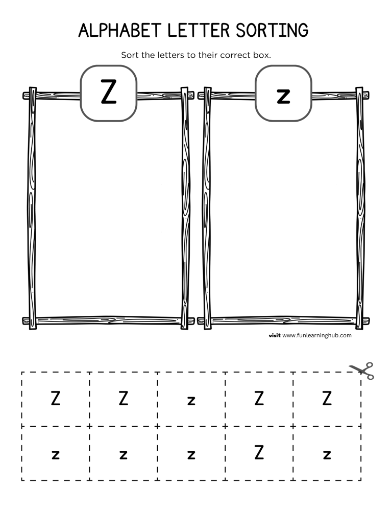 Letter Z Sorting Worksheet